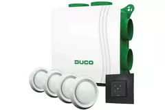 DucoBox alles-in-een pakket DucoBox Silent Connect 400 m³/h + RFT zender + 4 ventielen - randaarde stekker